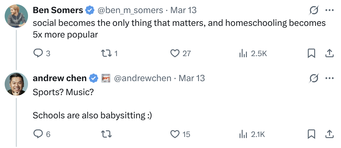 Andrew Chen's comment on X
